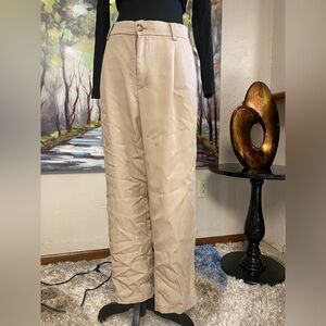 Loft Womens Pants Beige Size 12 High Rise Pleated Career Office 100% Lyocell
